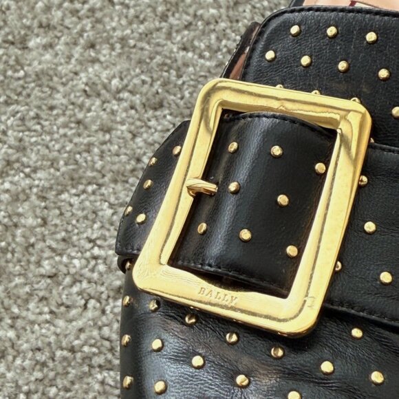 Bally Women's Studded Leather Mules Loafers Size 36 | Gold Buckle | Retail $695 - Picture 7 of 8